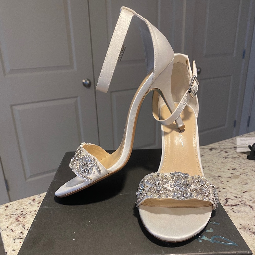 Blue by Betsey Johnson embellished high heel sandals with ankle strap